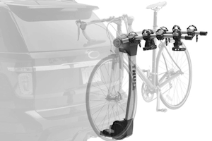 Hanging Hitch-Mounted Bike Rack - bikes hang from the top-tube
