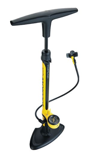 A Floor Pump - will have a chuck which fits Presta and Schrader valves and a pressure gauge