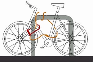 Make sure bike is secured to an immovable object and the lock threaded through frame and wheels