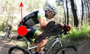 A more "aggressive" position means back shocks are directed obliquely ... but a narrower seat will be more comfortable