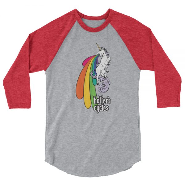 Halter’s Cycles Rainbow Unicorn 3/4 Sleeve Raglan Shirt 5