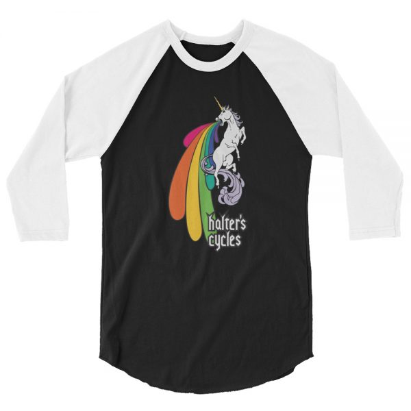 Halter’s Cycles Rainbow Unicorn 3/4 Sleeve Raglan Shirt 1