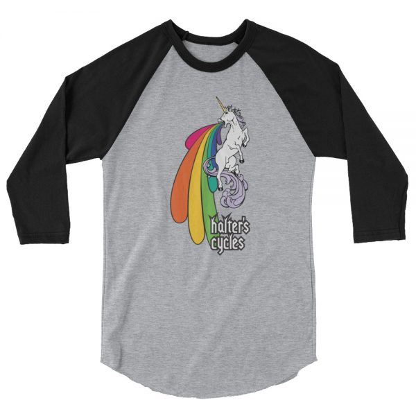 Halter’s Cycles Rainbow Unicorn 3/4 Sleeve Raglan Shirt 4