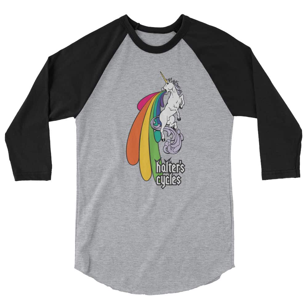 トップス Tシャツ/カットソー(七分/長袖) Halter’s Cycles Rainbow Unicorn 3/4 Sleeve Raglan Shirt – Halter’s Cycles