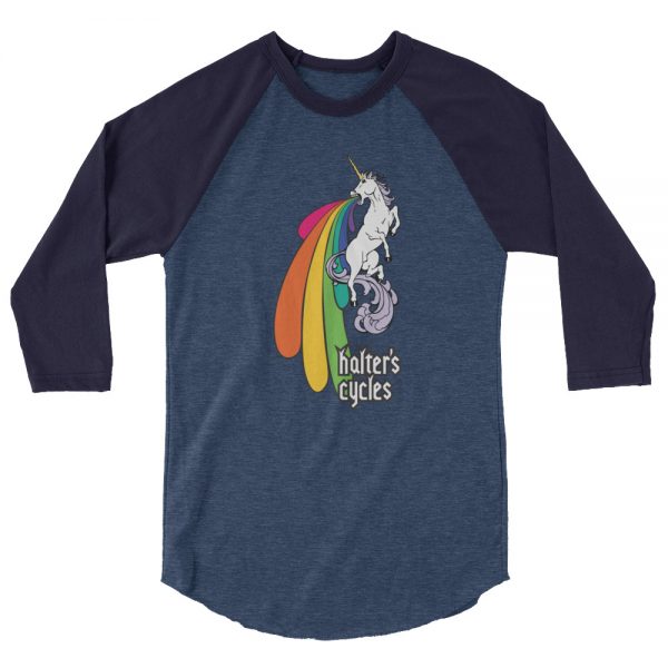 Halter’s Cycles Rainbow Unicorn 3/4 Sleeve Raglan Shirt 2