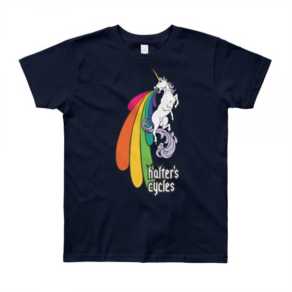 Halter’s Cycles Rainbow Unicorn Youth T-Shirt - Image 2
