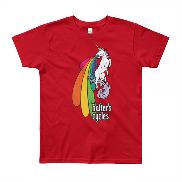 Halter’s Cycles Rainbow Unicorn Youth T-Shirt - Image 5