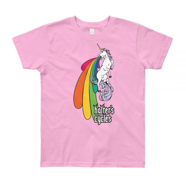 Halter’s Cycles Rainbow Unicorn Youth T-Shirt - Image 4